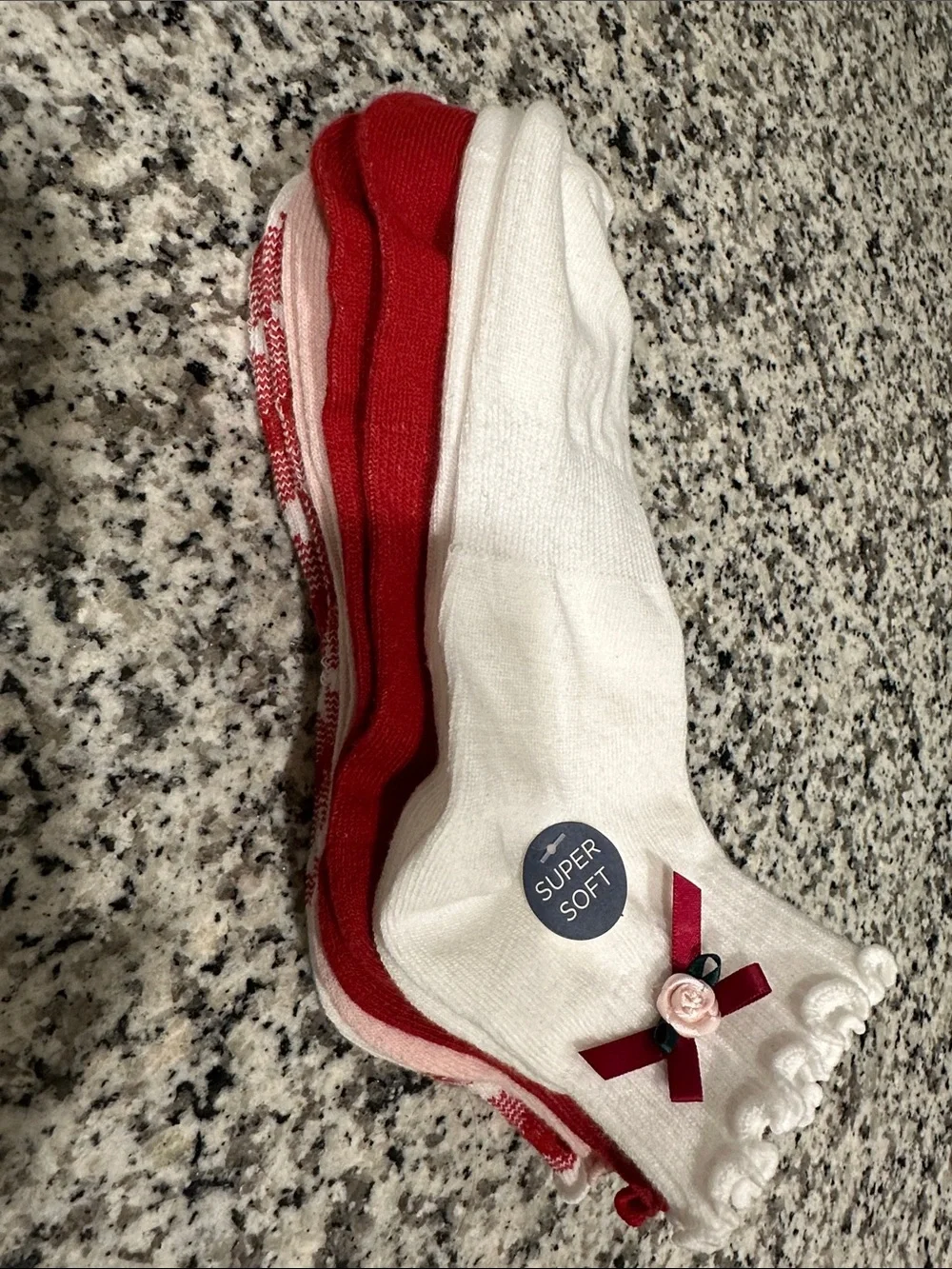 Cute Frilly White and Red No-Show Socks - Pack of 4
